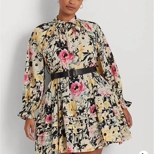 Lauren Ralph Lauren Floral Cotton Voile Fit & Flare Dress Plus Size 22W